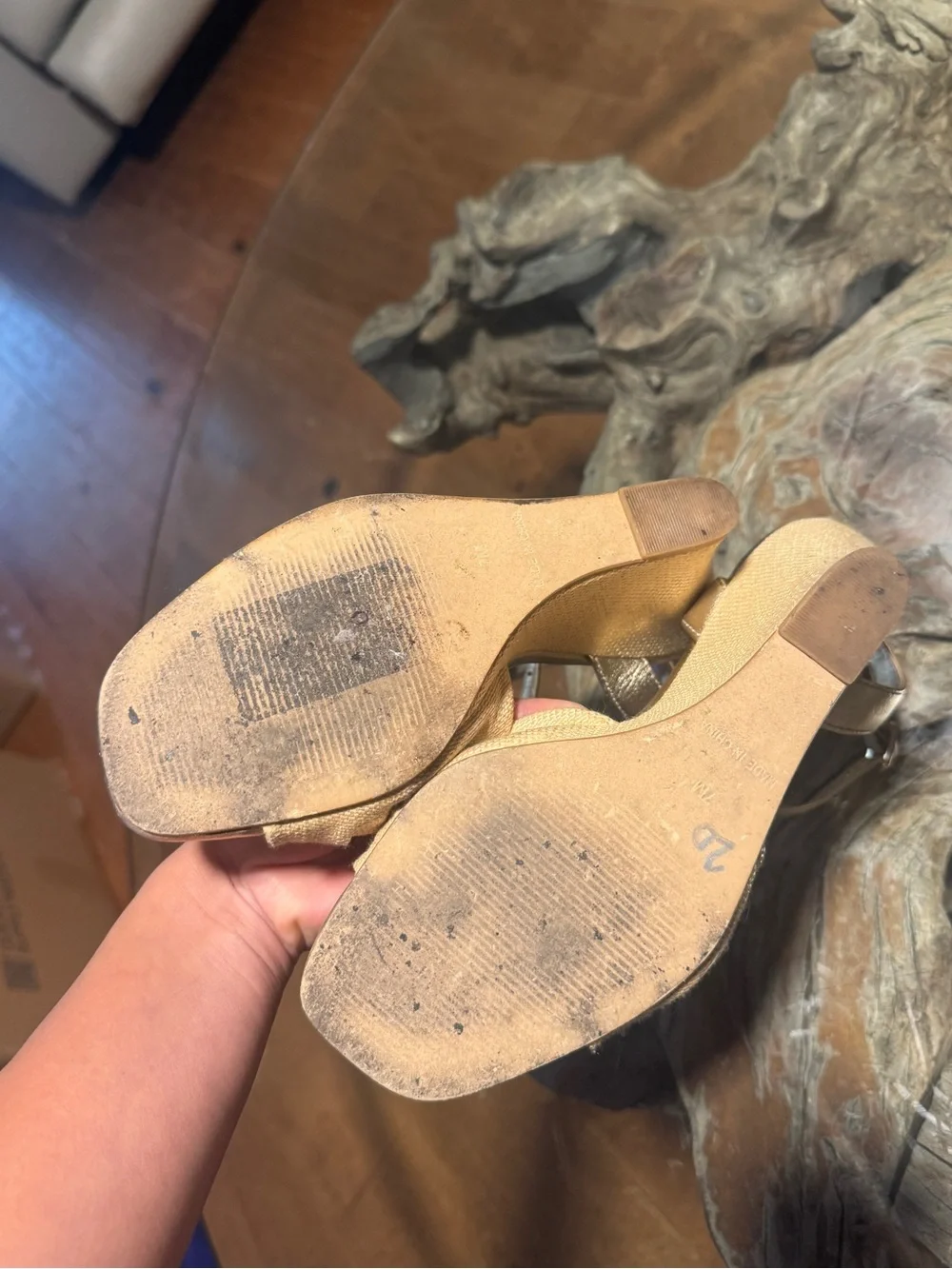 Lilly Pulitzer Gold Metallic & Beige Knotted Wedge Sandals